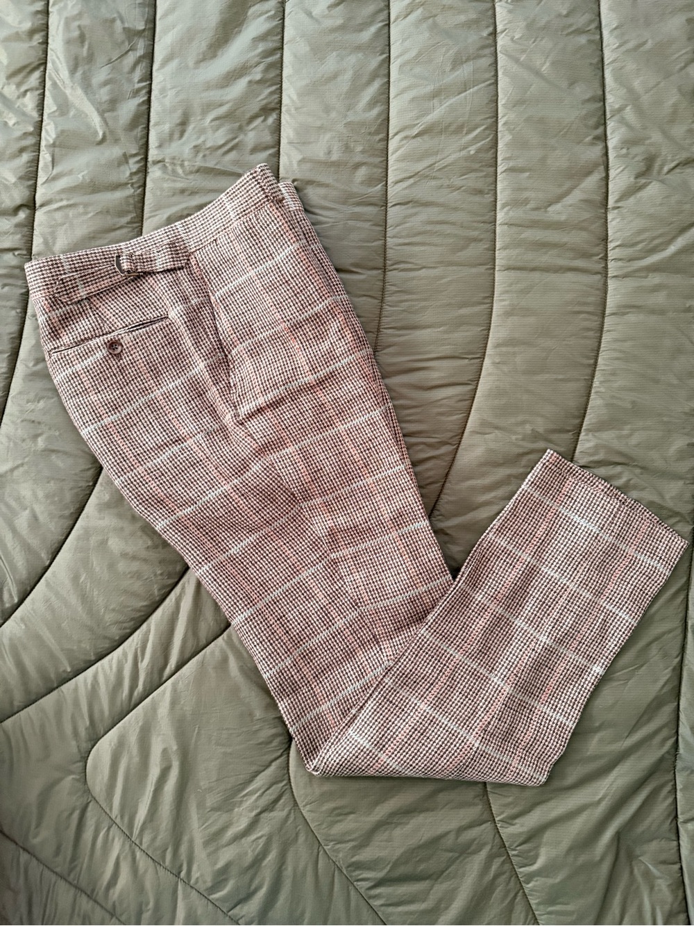 Polo by Ralph Lauren Men's Plaid Linen and Silk Dress Suit Trousers
